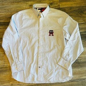 Gray and White Striped Shirt Is A Tommy Hilfiger Monogram Oxford Regular Fit XL